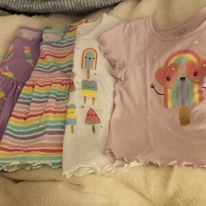 Nwt Sz 4T The Children's Place Purple Rainbow Popsicle Tee Bundle Lot